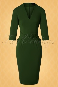Vintage Diva  - The Lauren Pencil Dress in Leaf Green 5