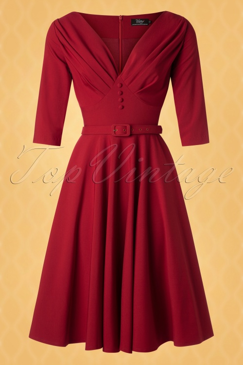 Vintage Diva  - De Jane Swing-jurk in bordeaux 3