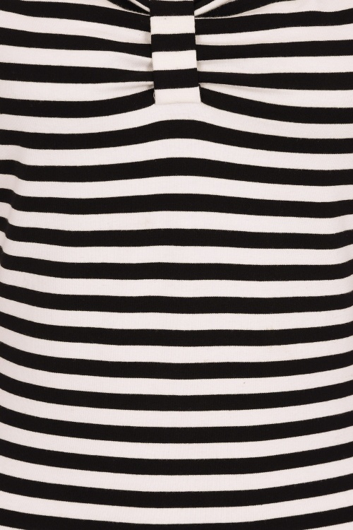 Collectif Clothing - 50s Saskia Striped Top in Black and White 4
