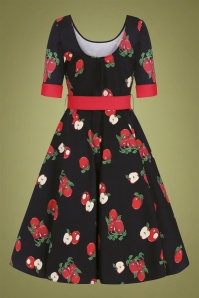 Collectif Clothing - 50s June Apple Swing Dress in Black 6