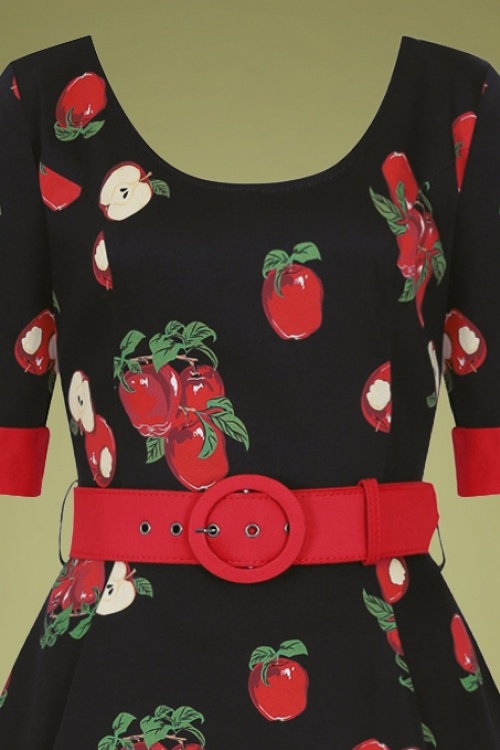 Collectif Clothing - June Apple Swing Dress Années 50 en Noir 4