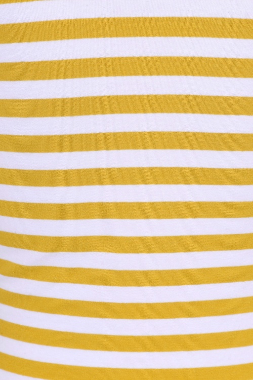 Collectif Clothing - 50s Twinnie Striped Top in Mustard 4
