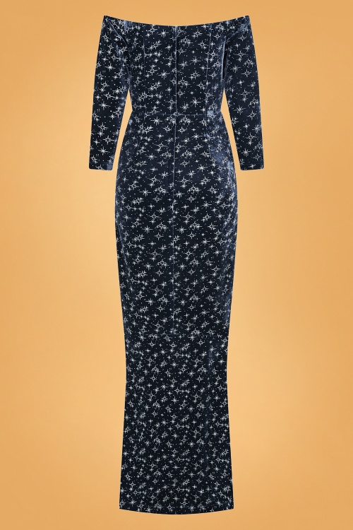 Collectif Clothing - Anjelica fluwelen maxi-jurk met glitters in houtskool 4