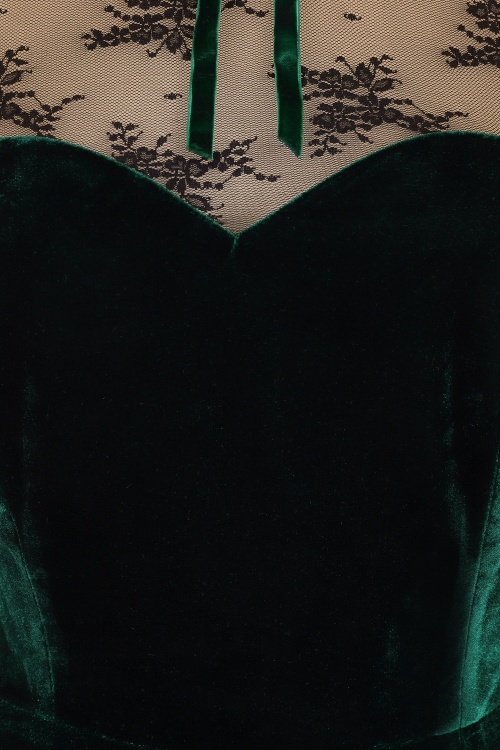 Collectif Clothing - Celine maxi-jurk van kant en fluweel in groen 4