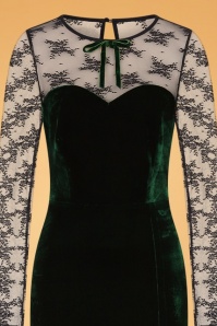 Collectif Clothing - Celine Lace And Velvet Maxi Dress Années 50 en Vert 3