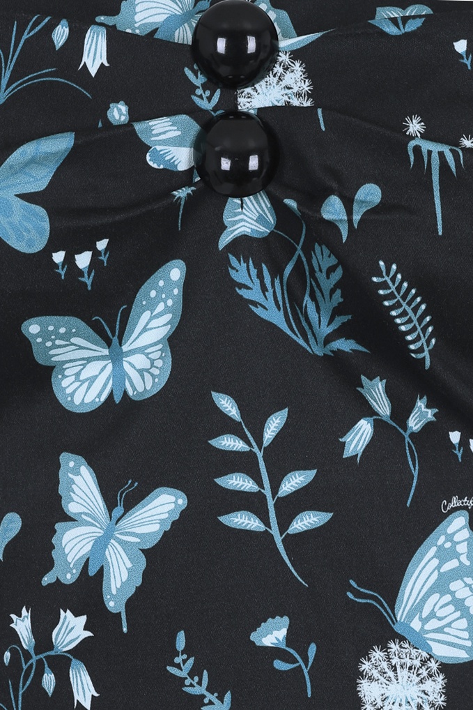 Collectif Clothing - Dolores Midnight Butterfly poppenjurk in zwart 4