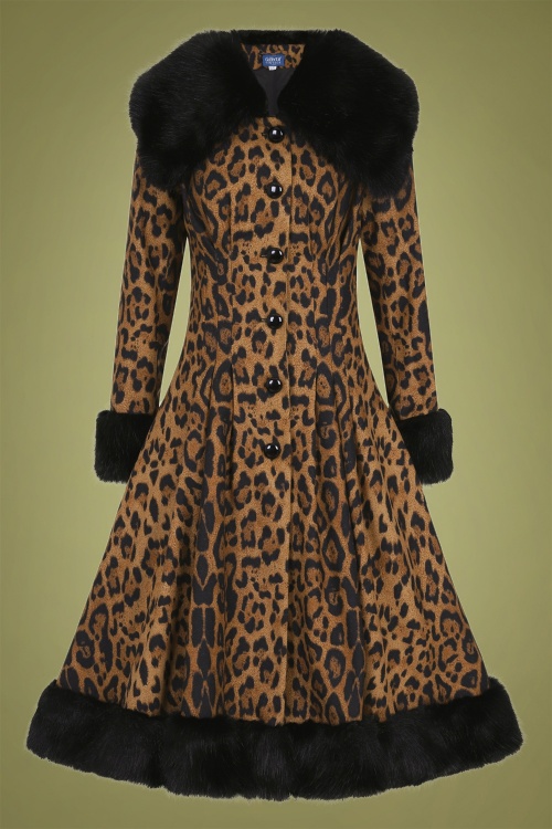 Collectif Clothing - 30s Pearl Coat in Leopard