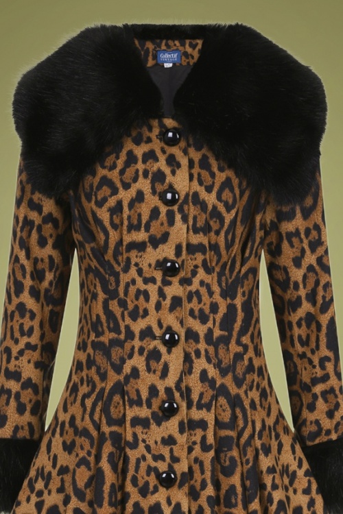 Collectif Clothing - 30s Pearl Coat in Leopard 3