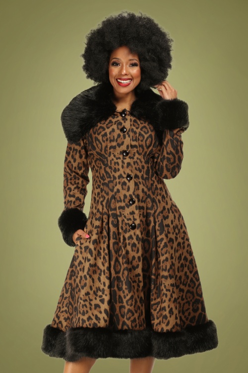 Collectif Clothing - 30s Pearl Coat in Leopard 2