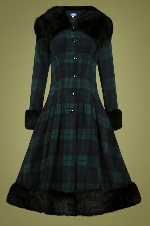 Collectif Clothing - 30s Pearl Coat in Blackwatch Check  2
