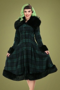Collectif Clothing - Pearl Coat Années 30 en Noir et Vert