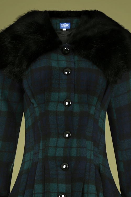Collectif Clothing - 30s Pearl Coat in Blackwatch Check  3