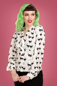 Collectif Clothing - Luiza Meooow Blouse Années 40 en Blanc 2