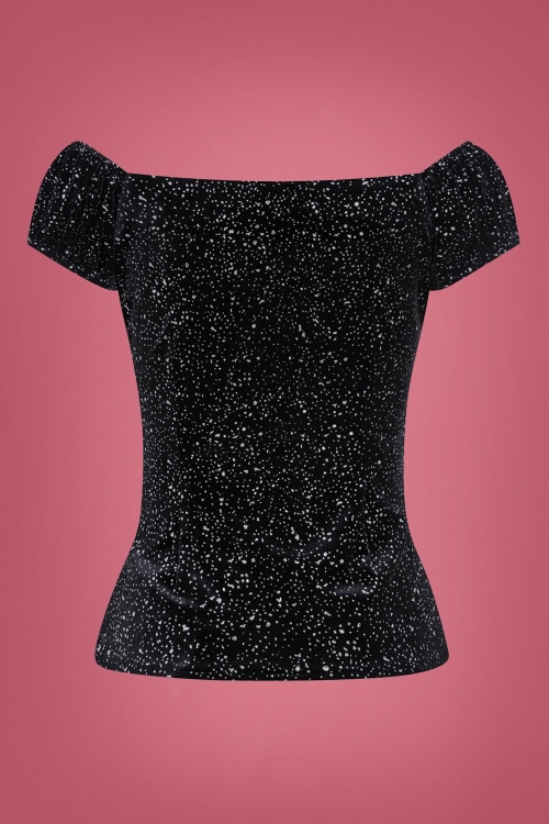 Collectif Clothing - Dolores Glitter Drops Top in Schwarz 3