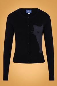 Collectif Clothing - Jessie Midnight Cat Cardigan in Schwarz 3