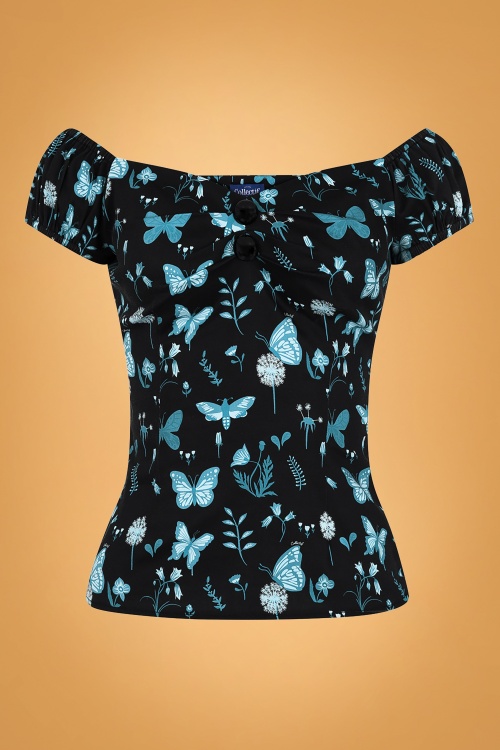 Collectif Clothing - Dolores Midnight Butterfly-top in zwart 2