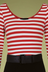 Collectif Clothing - Manuela Striped Pencil Dress Années 50 en Noir et Rouge 2