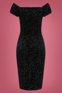 Collectif Clothing - 50s Dolores Glitter Drops Pencil Dress in Black 4