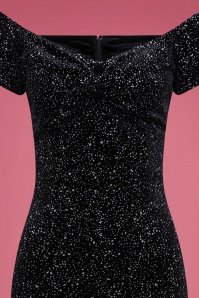 Collectif Clothing - 50s Dolores Glitter Drops Pencil Dress in Black 3