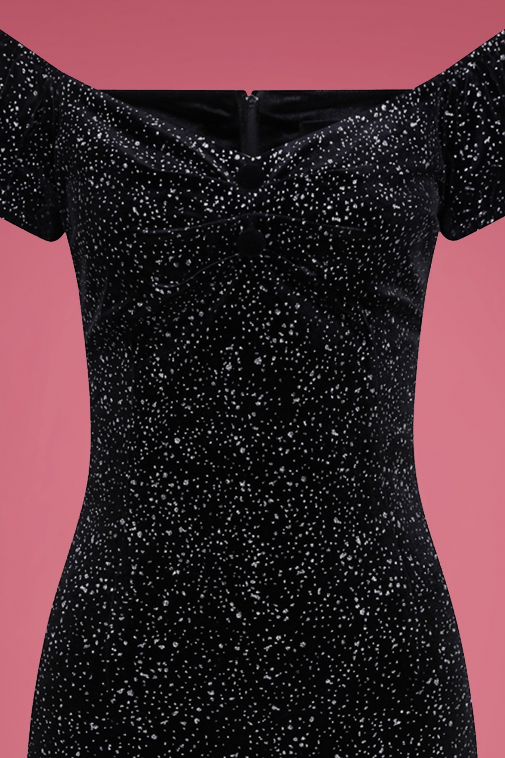 50s Dolores Glitter Drops Pencil Dress in Black