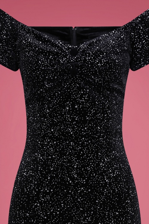 Collectif Clothing - 50s Dolores Glitter Drops Pencil Dress in Black 3