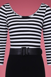 Collectif Clothing - Manuela Gestreiftes Bleistiftkleid in Schwarz und Weiß 3