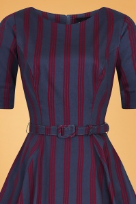 Collectif Clothing - Suzanne Triplet Stripes Swing-Kleid in Marineblau 3