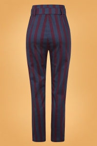 Collectif Clothing - Thea Triplet Stripes Trousers Années 50 en Bleu Marine 3