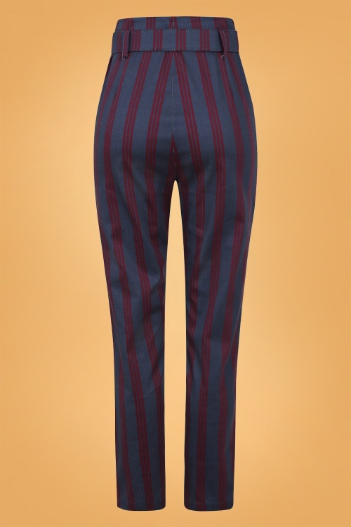 Collectif Clothing - Thea Triplet Stripes Trousers Années 50 en Bleu Marine 3