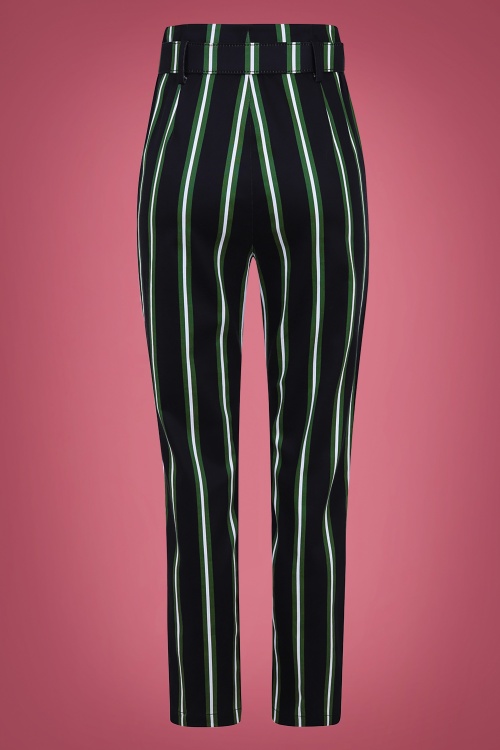 Collectif Clothing - Thea Witch Stripes Trousers Années 50 en Noir 3