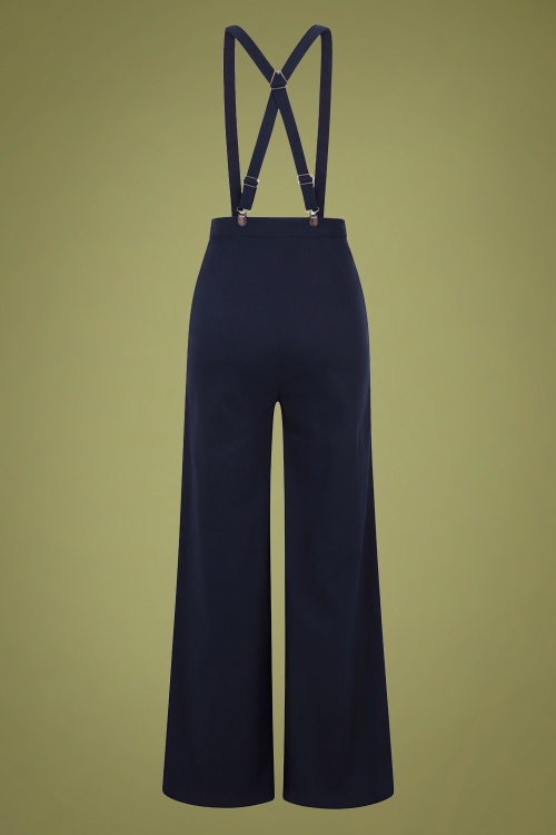Collectif Clothing - Glinda Trousers Années 40 en Bleu Marine  3
