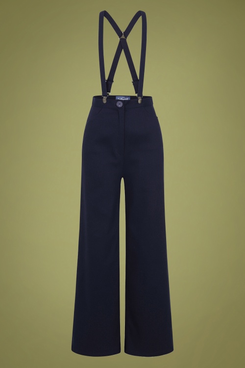 Collectif Clothing - Glinda Trousers Années 40 en Bleu Marine 