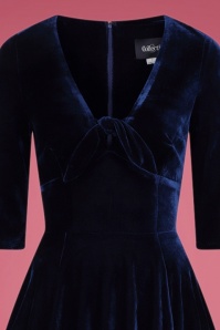 Collectif Clothing - 50s Moira Velvet Swing Dress in Navy 3