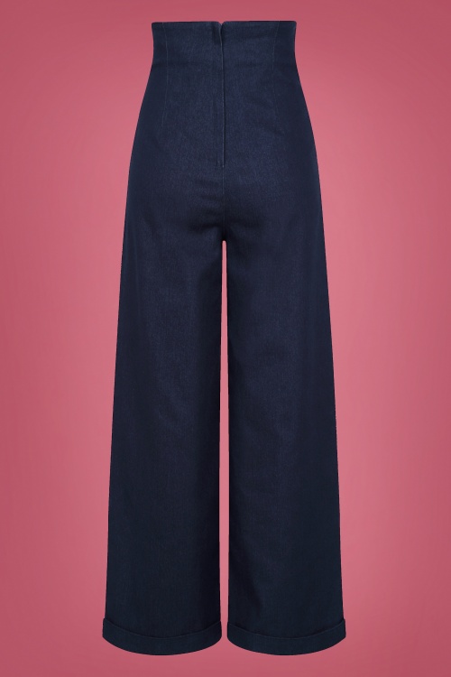 Collectif Clothing - Kiki Jeans mit hoher Taille in Marineblau 3