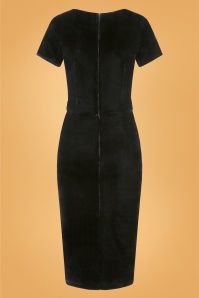 Collectif Clothing - Gracie Velvet Pencil Dress Années 50 en Noir 4