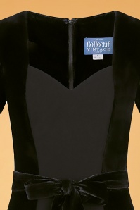 Collectif Clothing - 50s Gracie Velvet Pencil Dress in Black 3