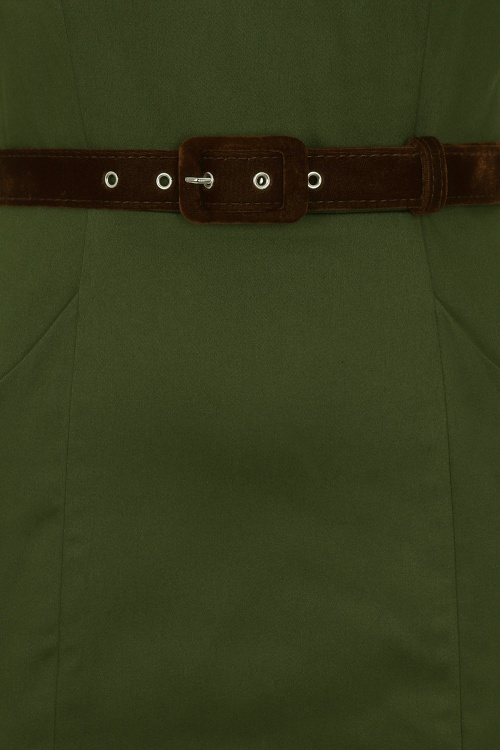 Collectif Clothing - 50s Hepburn Vintage Pencil Dress in Green 5
