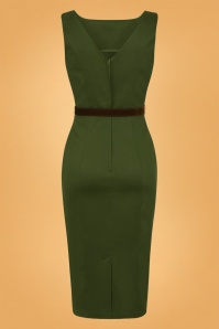 Collectif Clothing - 50s Hepburn Vintage Pencil Dress in Green 3