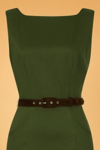 Collectif Clothing - 50s Hepburn Vintage Pencil Dress in Green 4