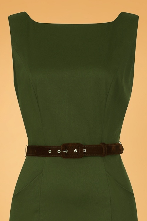 Collectif Clothing - Hepburn Vintage penciljurk in groen 4