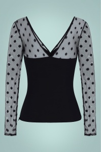Collectif Clothing - 50s Nella Polka Top in Black 3