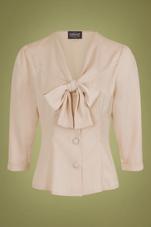 Collectif Clothing - Andra Schlichte Bluse in Creme 2