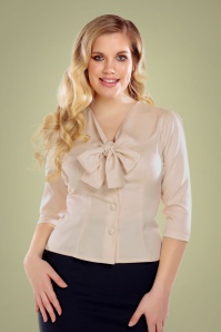 Collectif Clothing - Andra Schlichte Bluse in Creme