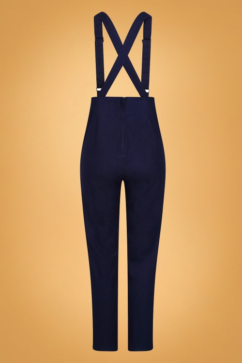 Collectif Clothing - 50s Dafne Denim Dungarees in Navy 3