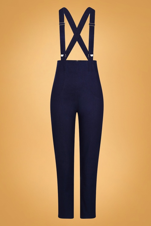 Collectif Clothing - 50s Dafne Denim Dungarees in Navy 2