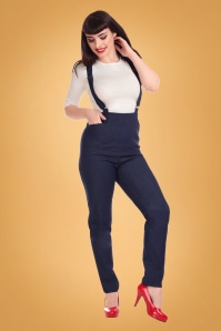 Collectif Clothing - 50s Dafne Denim Dungarees in Navy
