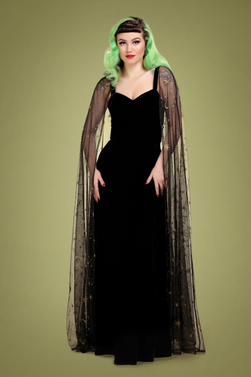 Collectif Clothing - Celeste Occasion Maxi Dress Années 50 en Noir