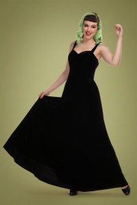 Collectif Clothing - 50s Celeste Occasion Maxi Dress in Black 4
