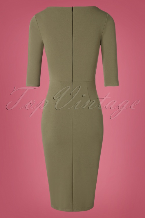 Vintage Chic for Topvintage - 50s Vivian Pencil Dress in Olive Green 2