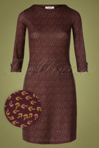 LE PEP - 60s Babeau Graphic Dress in Plum Brown 2